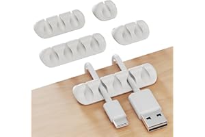 GLUIT Adhesive Desktop Cable Organizer Versatile Cord Holders Wire Clips and Cable Holder Cord Organizer for Desk Table Accessories Office Spaces New White 5 Pack