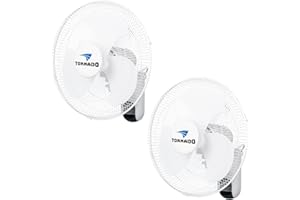 Tornado 2 Pack 16 Inch Wall Mounted Fan with Remote Control, 3 Speed Wall Oscillating Fan for Home, 2650 CFM 6 FT Cord UL Safety Listed, White