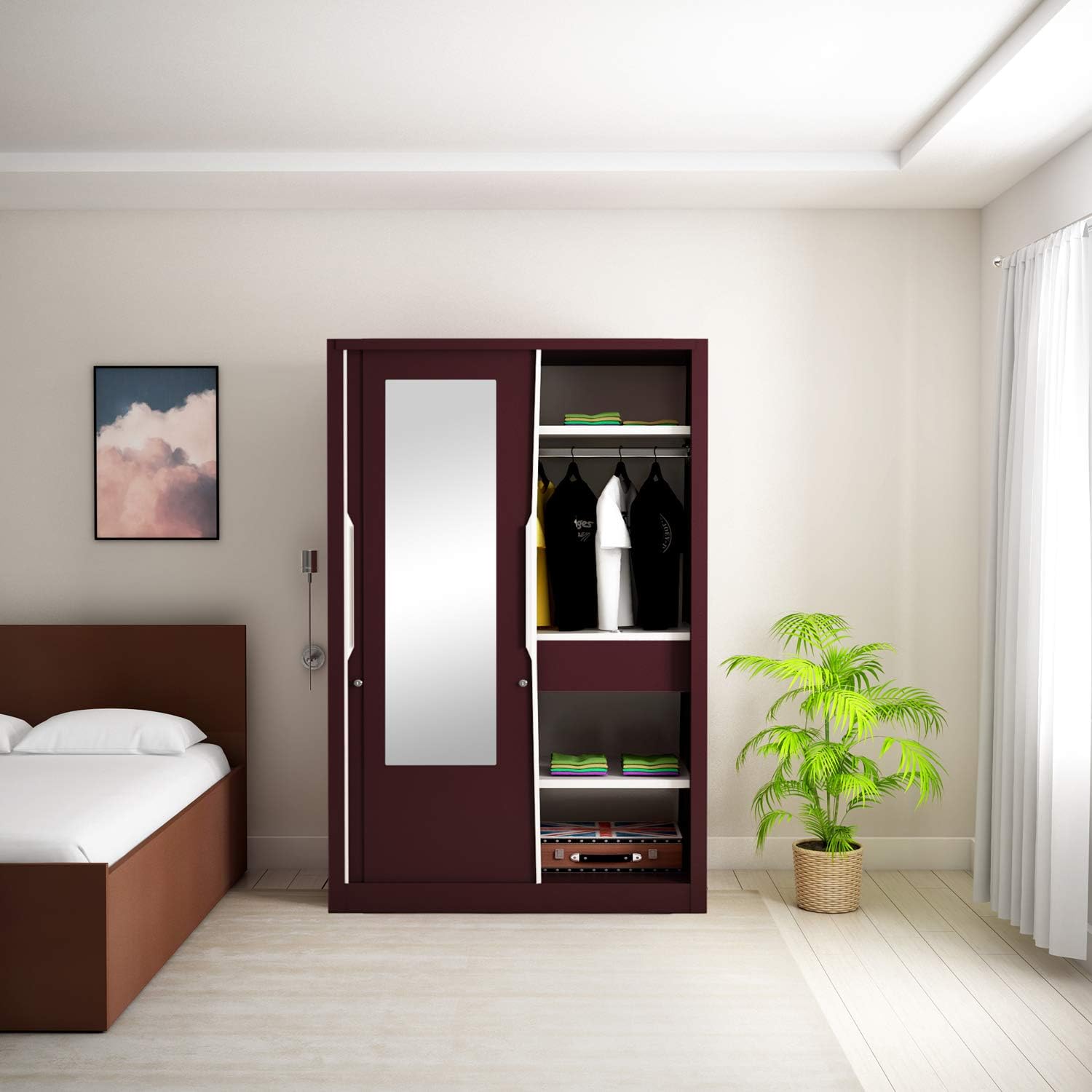 Godrej Interio Slide N Store Pro 2Door Wardrobe with Mirror (Matte
