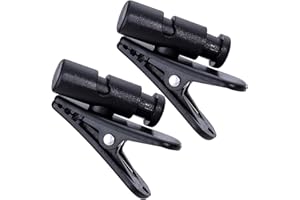 VARMDUKKE 2 Pack Headphone Clips for Earphone Wire, 360 Degree Rotate Earphone Microphone Cable Clips, Headset Mic Cord Clamp for Clothing, Shirt, Collar - Black (for 0.5-3 mm)