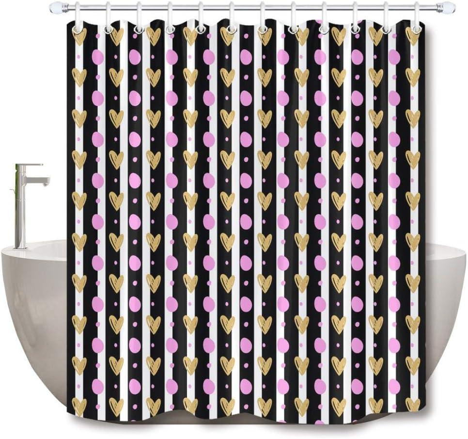 GJELTJEQ Rayas Negras Doradas En Forma De Corazón Puntos Rosas Molde De