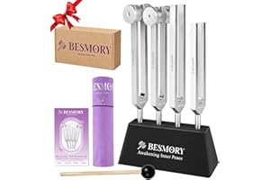 Tuning Forks for Healing(128Hz,136Hz,256Hz,384Hz),Sound Healing Instruments with Mallet and Stand Activator,Tuning Forks for 