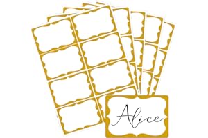 LABELON Gold Name Tags,2"x 3" Name Tag Stickers with Gold Border 200 Pcs Adhesive Name Tags Sticker Name Badges Labels for School, Office, Home, Party, Conferences, New Year