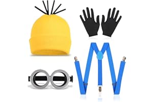 Rosiespiek Halloween Cosplay Costume Accessories Adults: Goggles Glasses Yellow Beanie Gloves for Men Women Cosplay Party Set