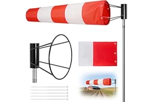 8" x 36" Heavy Duty Airport Windsock – Aviation Grade Orange Wind Direction Indicator with 8" Ball Bearing Frame – FAA Style 