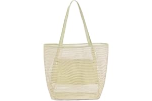 Venhoo Mesh Beach Tote Bag for Women Big Capacity Shoulder Handbags Pool Bag for Shopping Picnic Travel Essentials