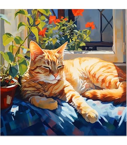 NAIMOER Leopard Diamond Art Kit For Adults - Full Drill Tiger With Moon 5D DIY Diamond Painting (30x40cm)