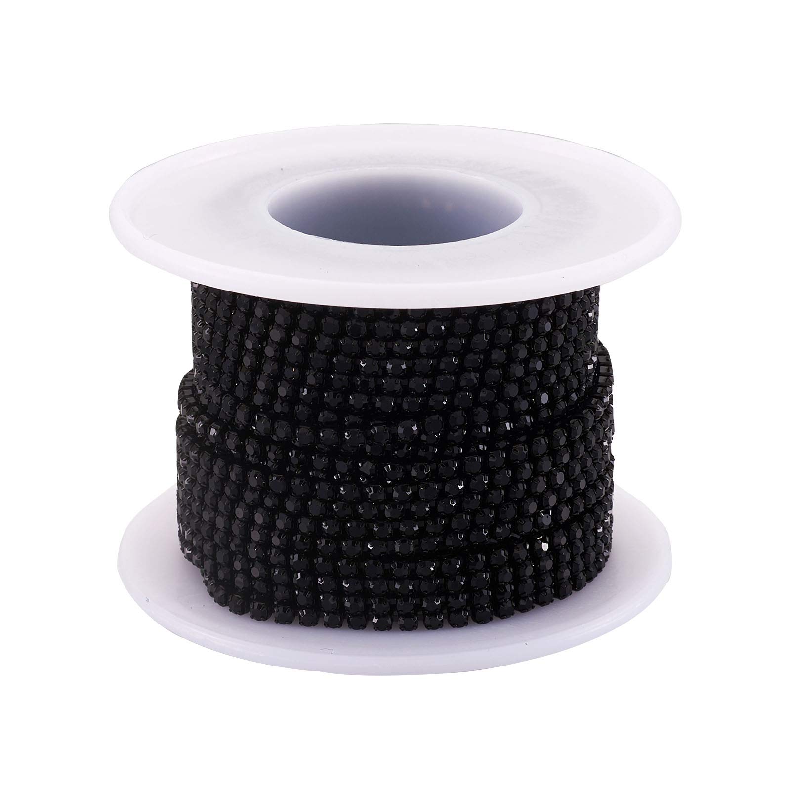 PandaHall Crystal Rhinestone Cup Chains 10 Yards 2mm Black Trimming Claw Chain Brass Rhinestone Strass for Wedding Supplies DIY Sewing Craft Jewelry Making
