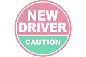 GEEKBEAR New Driver Car Magnet - Colorful, Reflective, Weather-Resistant - Circular 4.7 x 4.7 in (Light Pink/Turguoise)