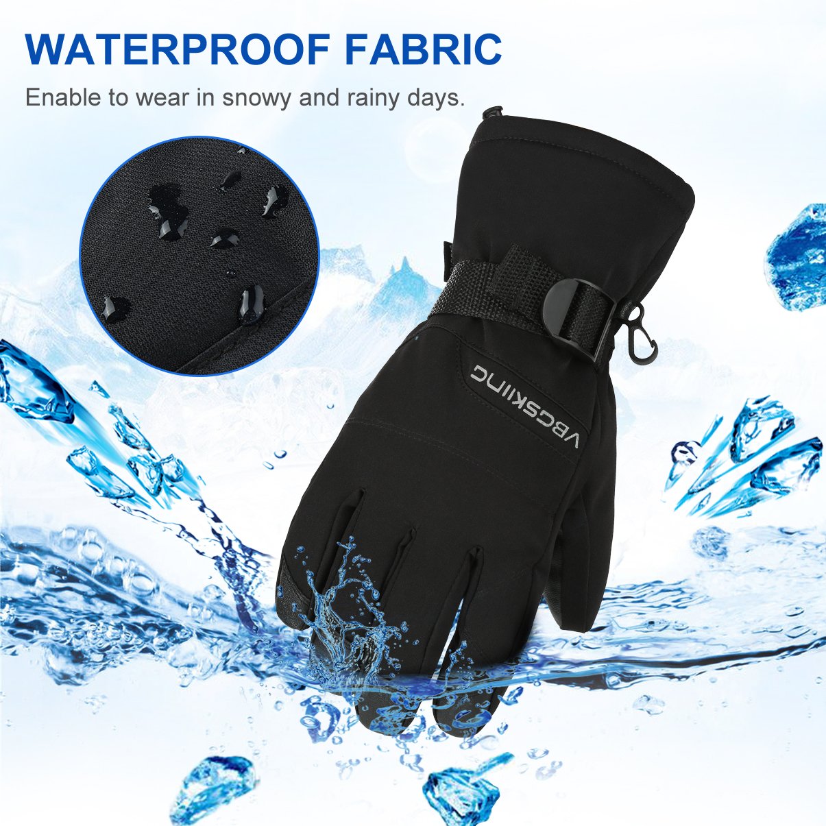 VBIGER Impermeables Guantes de Esquí Guantes Bicicleta Alpinismo Moto,Unisex