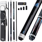KONLLEN Carbon Fiber Cue Set, Low Deflection, Break Jump Cue, 2x4 Case | Includes playing cue, break jump cue, 2x4 cue case, towel and weight bolts for league practice and tournament play.