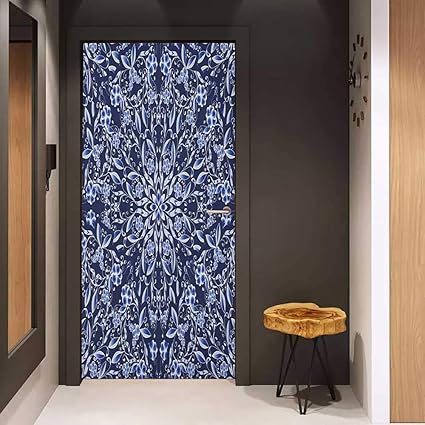 Amazon Com Onefzc Front Door Sticker Dark Blue Chinese