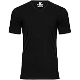 Men's Tall Slim-Fit Short Sleeve V-Neck T-Shirt, Soft Poly/Rayon Blend Long Tee