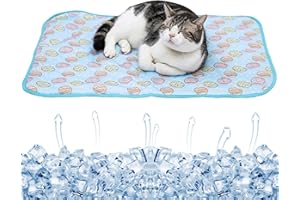 SEIS Dog Ice Pad Ice Silk Cats Kennel Mat Pet Cooling Pad Summer Cool Bamboo Mat Breathable Pad (Blue, M