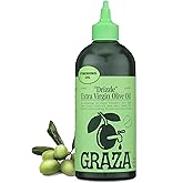 Graza Drizzle Extra Virgin Olive Oil, Finishing Oil - High Polyphenol Early Harvest EVOO Finishing Oil in a Squeeze Bottle - Single Origin Olive Oils from Spain - 16.9 Fl Oz (500ml)