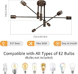 Comely Vintage Sputnik Chandelier 6 Light Bronze E27 Ceiling Lamp Semi Flush view 3