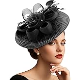 DRESHOW Fascinators Hat Flower Mesh Feathers Hat with a Headband and a Clip 7.9" Tea Party Headwear for Women