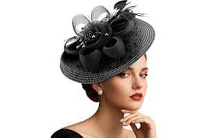 DRESHOW Fascinators Hat Flower Mesh Feathers Hat with a Headband and a Clip 7.9" Tea Party Headwear for Women
