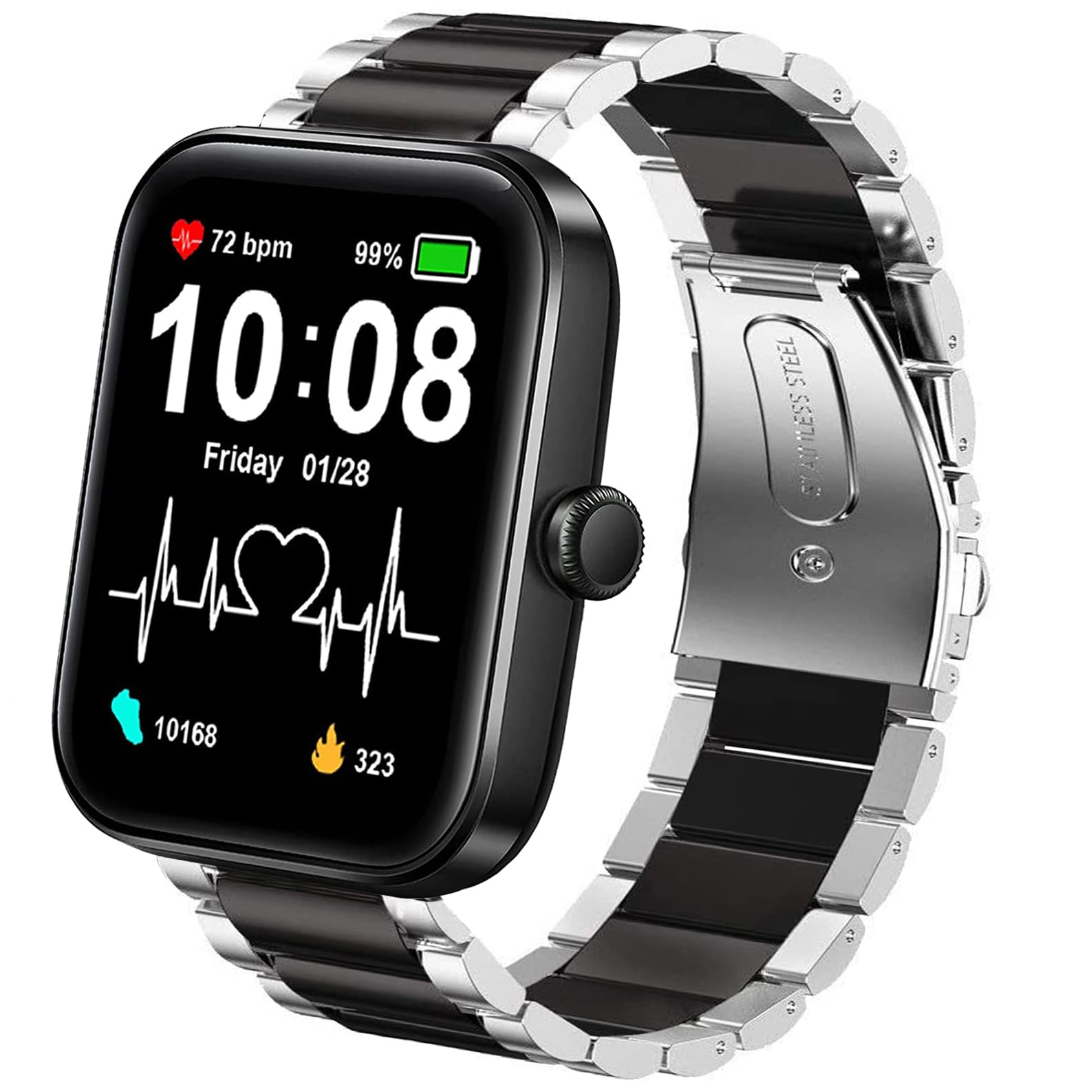 for Aeac ID207 smartwatch Band, Quick Release Stainless Steel Metal Replacement Straps Compatible with Aeac ID207/AITAFY ID207/ADROITLARK ID207/Woneligo ID207/TOZO S2 44mm/ID207 1.69 inch smartwatch