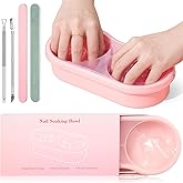 Quaferen Dual Nail Soaking Bowl: 2-in-1 Nail Polish Remover Manicure Bowl with Cuticle Tools for Women, Time-Saving Soak Off