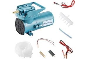 Poafamx DC 12V Aquarium Pond Air Pump, 18W-120W Pond Aerator for Outdoor Pond 6 Outlets 30L-115L/Min, Quiet Commercial Fish T