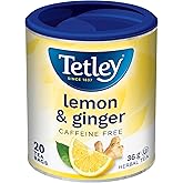 Tetley Lemon Ginger Tea, Herbal Tea Naturally Caffeine Free - 20 Tea Bags, 36 Grams, Decaf Tea