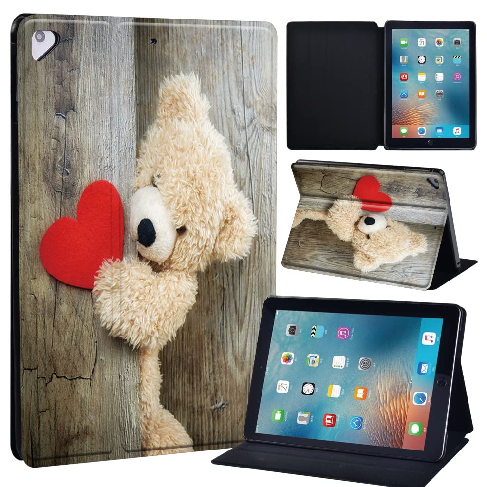 Leather slim lightweight Stand Cover Case for Apple New iPad 9.7 2018 2017(6th Gen, 5th Gen)/iPad Air 2/iPad Air/iPad Pro 9.7 Tablet with Auto Wake/Sleep (teddy bear)