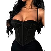 Avanova Women Overbust Corset with Straps Bustier Corsets Sexy Going Out Cami Crop Top
