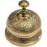 Handmade Engraved Brass Service Bell | Vintage Reception Desk Call Bell | Hotel Counter Bell | Office Reception, Doctor, Lawyer &amp; Manager Desk, Decorative &amp; Gift