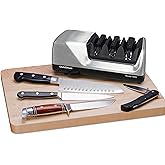 Chef'sChoice Professional Electric Knife Sharpeners AngleSelect for 15- and 20-Degree Straight-Edge and Serrated Knives with Diamond Abrasives & Precision Angle Control, 2-Stage, Metallic