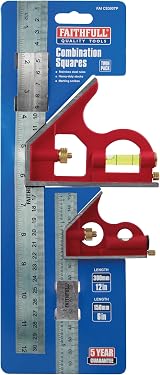 Faithfull Combination Square Twin Pack 150mm 300mm Measuring Layout Tools view 7