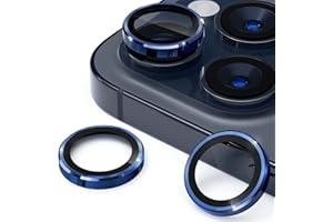 imluckies Camera Lens Protector for iPhone 15 Pro - iPhone 15 Pro Max, 9H Tempered Glass & Anti-Scratch Metal Individual Ring Lens Cover, HD Clear Camera Accessories [No Affect Photo Quality], Blue