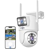 Hiseeu Wireless Security Camera Dual Lens 5G/2.4G WiFi PTZ Camera Outdoor, IP65 Waterproof, Motion Tracking Color Night Visio