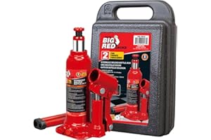 Big RED T90213-2 Torin Hydraulic Welded Bottle Jack with Blow Mold Carrying Storage Case, 2 Ton (4,000 lb) Capacity, Red
