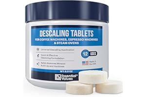 Essential Values Descaling Tablets (12 Count/Up to 12 Uses) for Jura, Miele, Bosch, Tassimo Espresso Machines and Miele Steam Ovens (1 Pack)