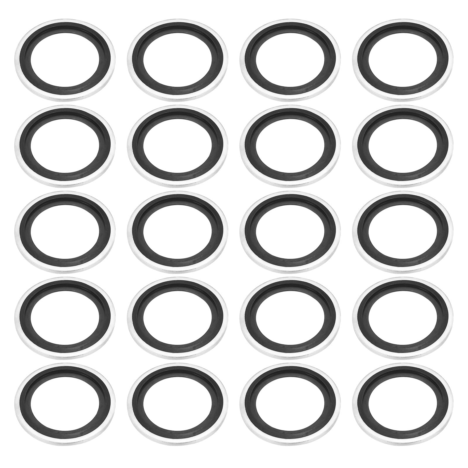 PATIKIL M27 Self-Centered Bonded Sealing Gasket, 20Pcs NBR Metal Bonded Sealing Washers Automotive Washers for Mechanical, Plumbing, Cylinder Repairs