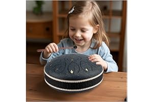 SPACE RHYME Rain Drum for Outside Garden- 13 Note 6.8 Inch Steel Tongue Drum, Rain Chimes for Kids Musical Instruments, Music Gifts for Musicians, Rain Music Maker Outside with Drumsticks,Music Book and Mallet Holder