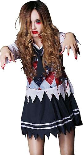 Amazon Reotti コスチューム 仮装 レディース 女性 大人 ホラー 流血 セーラー服 出し物 余興 宴会 忘年会 イベント 上着 ネクタイ スカート セット コスプレ 仮装 通販
