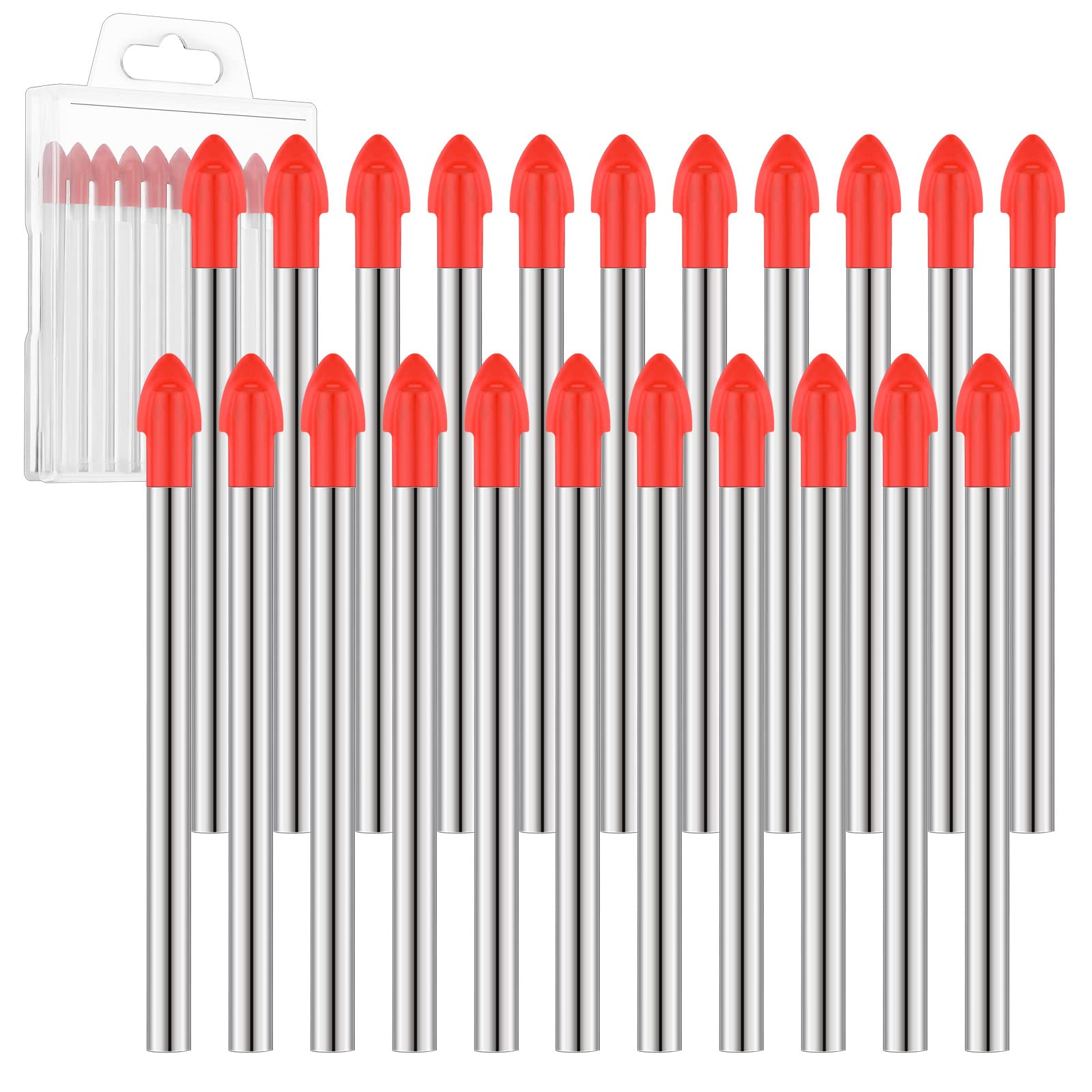 Nuanchu 20 Pieces 6 mm tile drill bits Cemented Carbide Masonry for Glass Multi-material Concrete Bit Cement Ceramic Plastic Brick Wall, Orange