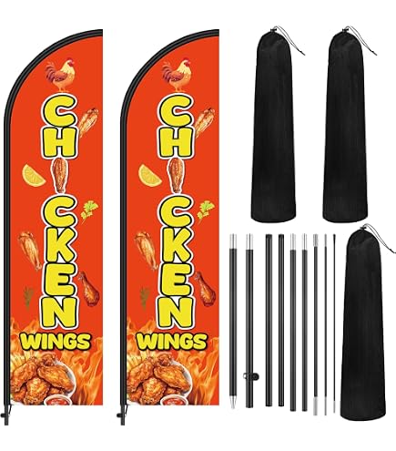thumbnail image 2 of Chicken Wings Swooper Feather Flag - 3'x11.5' Windless Banner Sign For Advertising 2 of 6