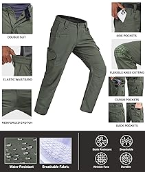 Zoofly Cargo Work Pants for Men Elastic Waist