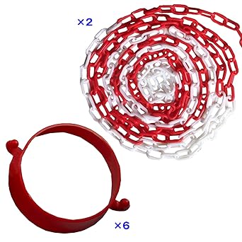 Amazon Hamilo パイロン用 プラスチックチェーン 三角コーン カラーコーン 1m2本セット リング付き 三角コーン 産業 研究開発用品 通販