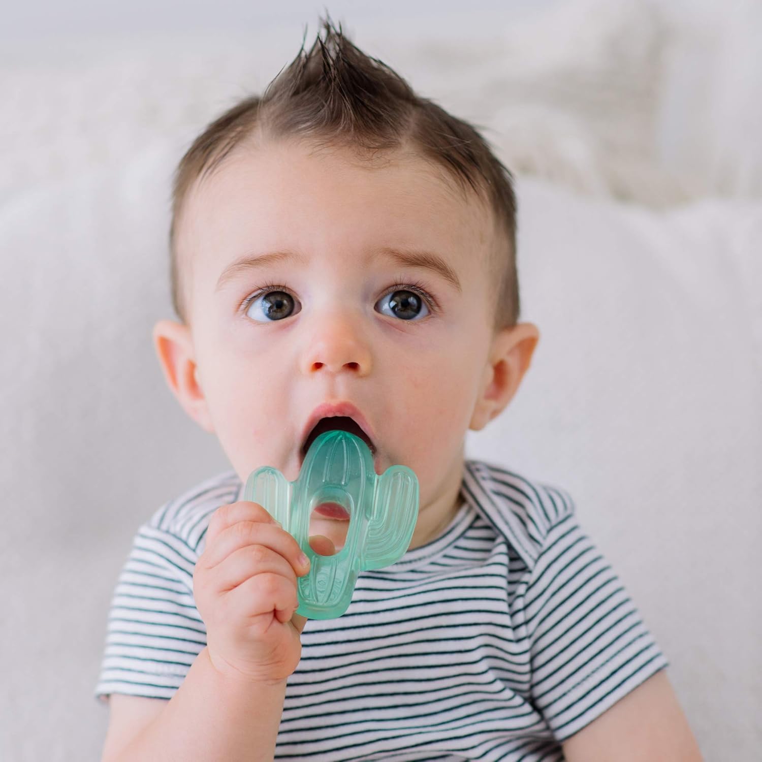 Itzy Ritzy Water-Filled Teethers; Set of 3 Coordinating Cactus Water Teethers; Cutie Coolers are Textured On Both Sides to Massage Sore Gums; Can Be Chilled in Refrigerator; Set of 3 Green Cacti : Baby