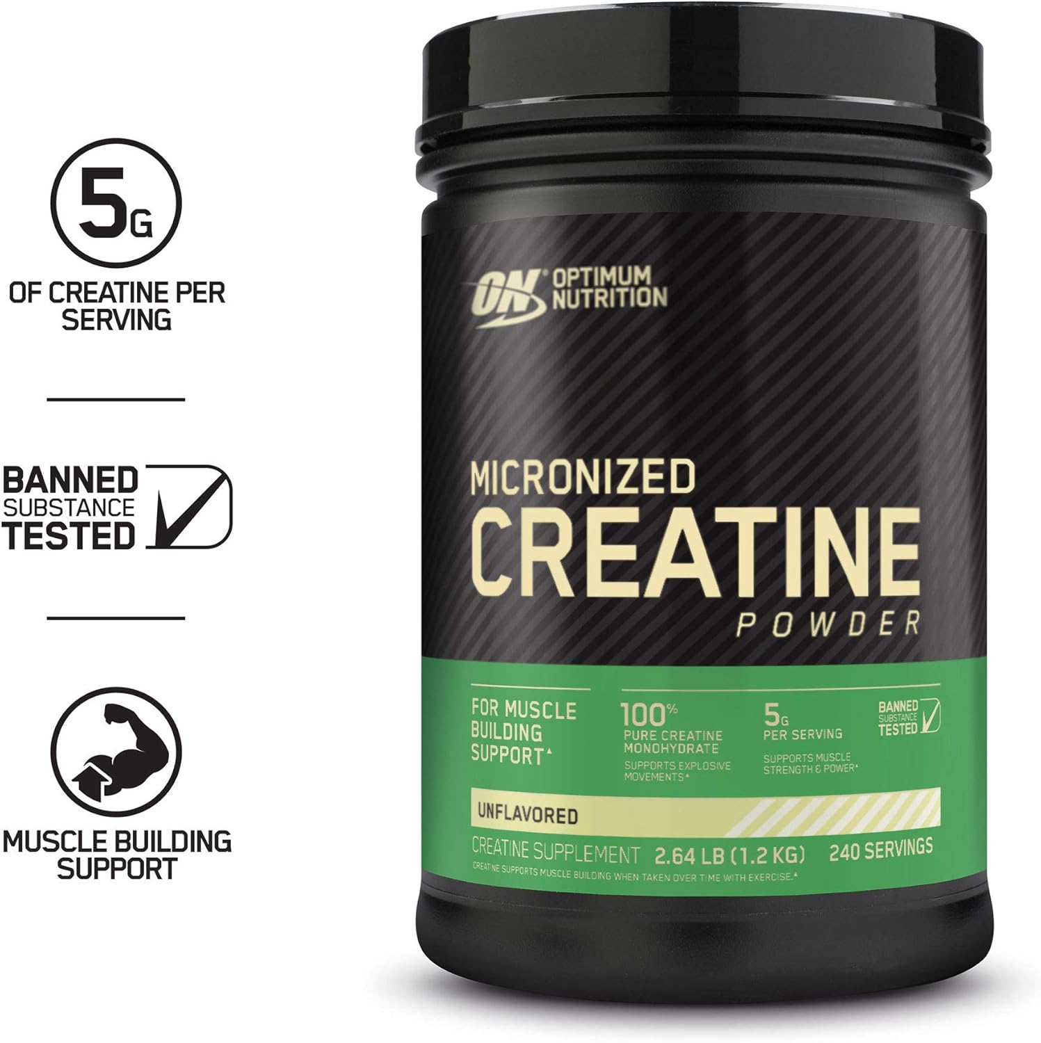 Optimum Nutrition Micronized Creatine Monohydrate Powder, Unflavored, Keto Friendly, 240 Servings (Packaging May Vary): Health & Personal Care