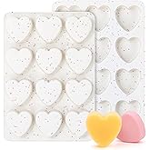 AOTASO 2 Inch Small Heart Shaped Silicone Molds for Chocolate, Candy, Cake, Soap (Set of 2, Cream)