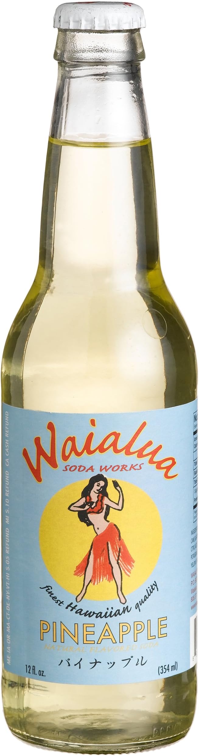 Waialua PINEAPPLE SODA with Maui Cane Sugar - "Makes you feel like King Kamehameha", 12-Ounce Glass Bottle (Pack of 12)