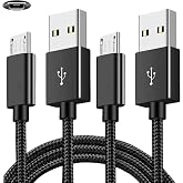 SZMXUCK 2 Pack 6.6FT PS4 Controller Charging Cable, Micro USB Nylon Charger Data Sync Cord, Suitable for PlayStation 4, Xbox One S/X Controller and More (Black)