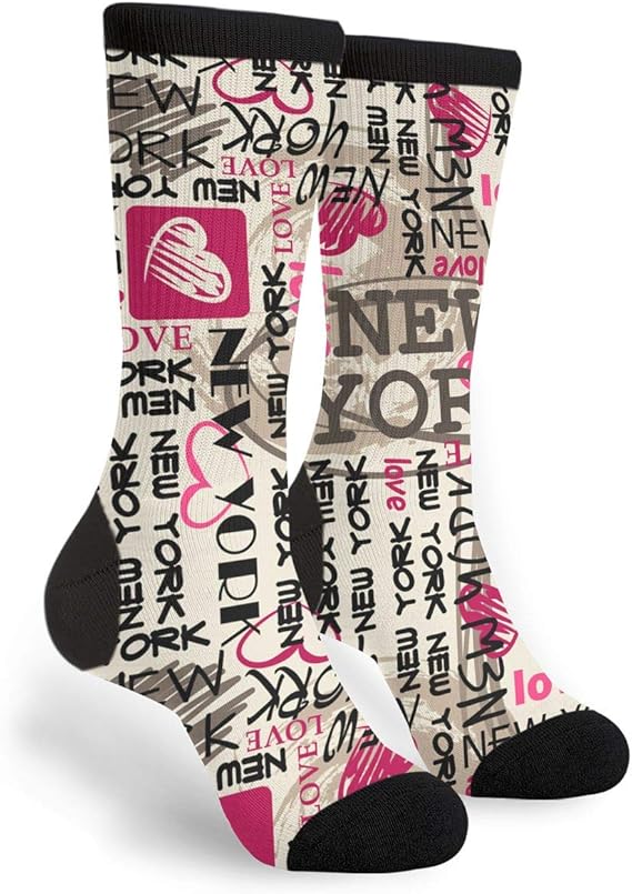 I Love New York Crew Socks Fun Novelty Socks Unisex, One Size Fits