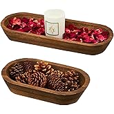 Tessco 2 Pcs Wooden Dough Bowl for Home Rustic Bread Long Wooden Bowl for Kitchen Dining Table Home Decoration(10 x 6 x 2 Inch, 16 x 6 x 2 Inch,Brown)