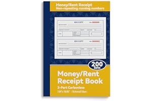 Multi-Purpose Money and Rent Receipt Book, 2-Part Carbonless, Single Book,200 Sets